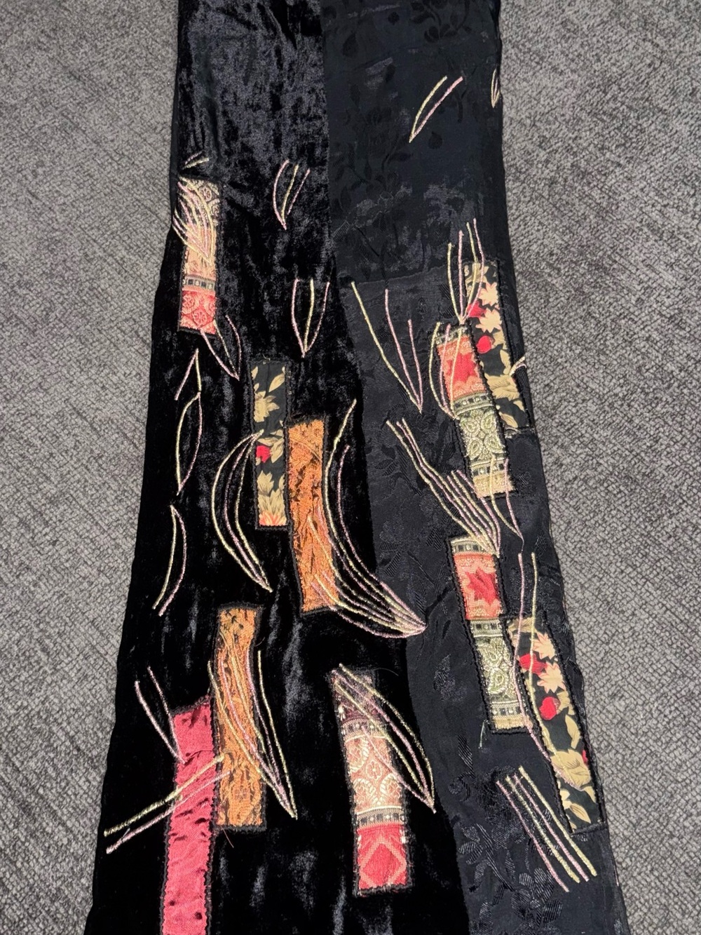 Coldwater Creek Black Velvet Patchwork Maxi Skirt with Accent Panels - Picture 10 of 12